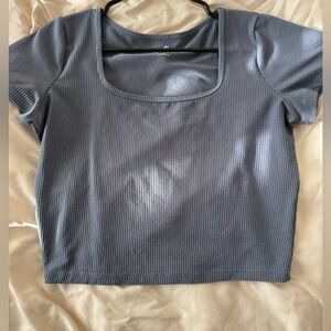 Hollister Charcoal Ribbed Crop Top